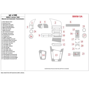 BMW 3 1998-1998 Manual Gearbox & Automatic Gear, 27 Parts set Interior BD Dash Trim Kit 2