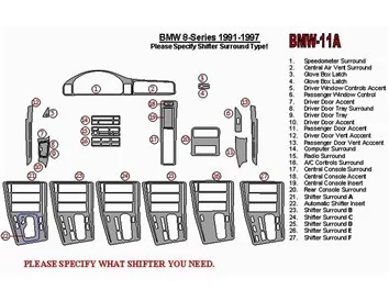 BMW 8 1991-1997 Full Set Interior BD Dash Trim Kit