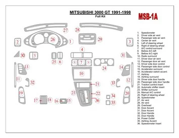 Mitsubishi 3000GT 1991-1998 Full Set Interior BD Dash Trim Kit - 1 - Interior Dash Trim Kit