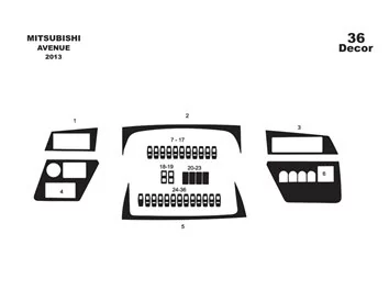 Mitsubishi Aveneu 01.2013 3D Interior Dashboard Trim Kit Dash Trim Dekor 36-Parts - 1 - Interior Dash Trim Kit