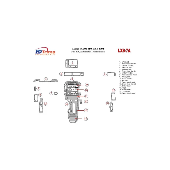 Lexus SC 1992-2000 Automatic Gear Interior BD Dash Trim Kit