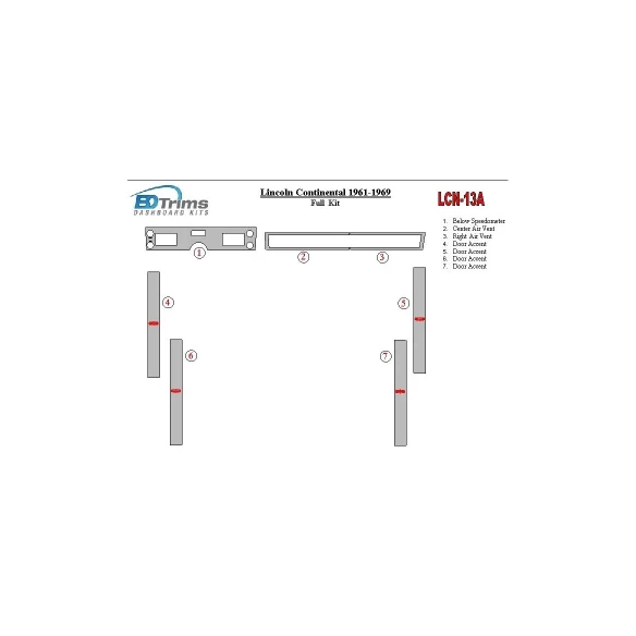 Lincoln Continental 1961-1969 Interior BD Dash Trim Kit