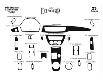 Mitsubishi Colt-Lancer 01.2002 3D Interior Dashboard Trim Kit Dash Trim Dekor 23-Parts
