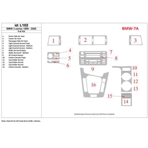 BMW 3 1999-2002 Full Set Interior BD Dash Trim Kit 2