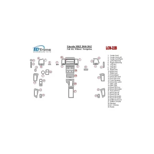 Lincoln MKZ 2010-2012 Full Set, Without NAVI Interior BD Dash Trim Kit