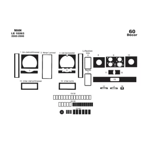 MAN LE 2000 01.2002 3D Interior Dashboard Trim Kit Dash Trim Dekor 60-Parts