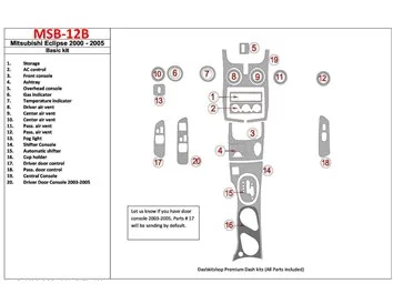 Mitsubishi Eclipse 2000-2005 Basic Set, 19 Parts set Interior BD Dash Trim Kit - 1 - Interior Dash Trim Kit