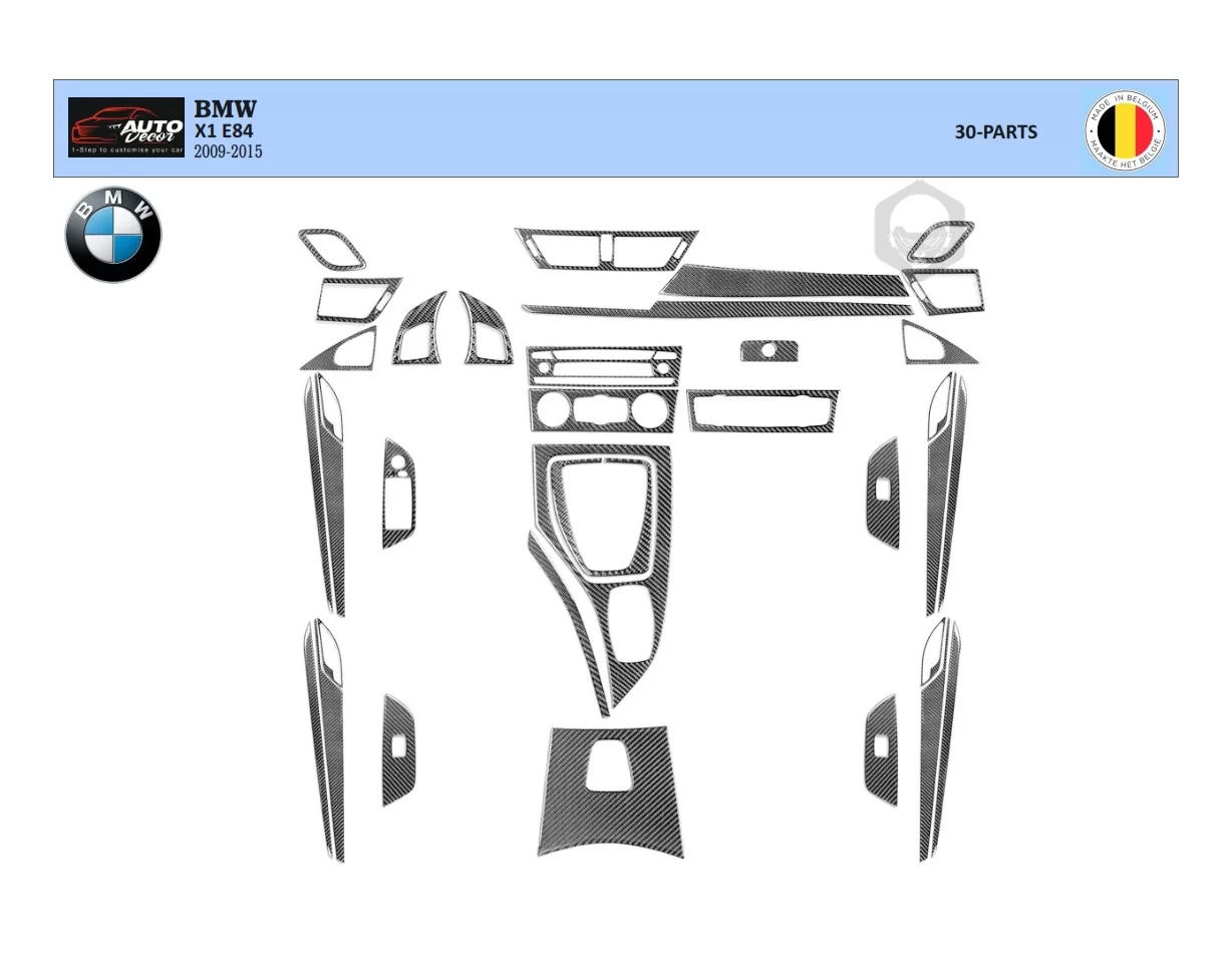 BMW X1 E84 2009–2015 NAVI 3D Interior Dashboard Trim Kit Dash Trim Dekor 30-Parts - 1 - Interior Dash Trim Kit