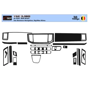 MAN TGE 2021 3D Interior Dashboard Trim Kit Dash Trim Dekor 29-Parts 2