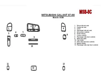 Mitsubishi Galant 1994-1998 Full Set, 13 Parts set Interior BD Dash Trim Kit - 1 - Interior Dash Trim Kit