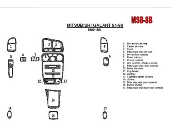 Mitsubishi Galant 1994-1998 Manual Gearbox, mission, 17 Parts set Interior BD Dash Trim Kit - 1 - Interior Dash Trim Kit