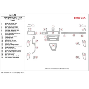 BMW 3 2005-UP 4 Doors Sedan, With NAVI system Interior BD Dash Trim Kit 2