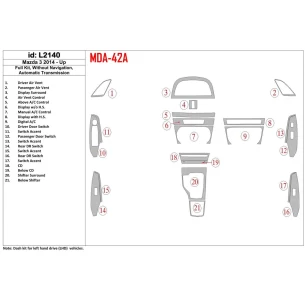 Mazda 3 2014-UP Full Set, Without NAVI, Automatic Gearbox Interior BD Dash Trim Kit 2