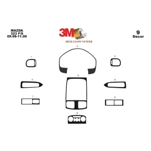 Mazda 323 FS 09.98-11.00 3D Interior Dashboard Trim Kit Dash Trim Dekor 9-Parts 2