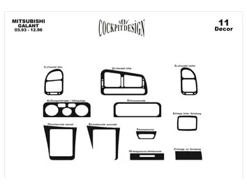 Mitsubishi Galant VII 03.93-12.96 3D Interior Dashboard Trim Kit Dash Trim Dekor 11-Parts