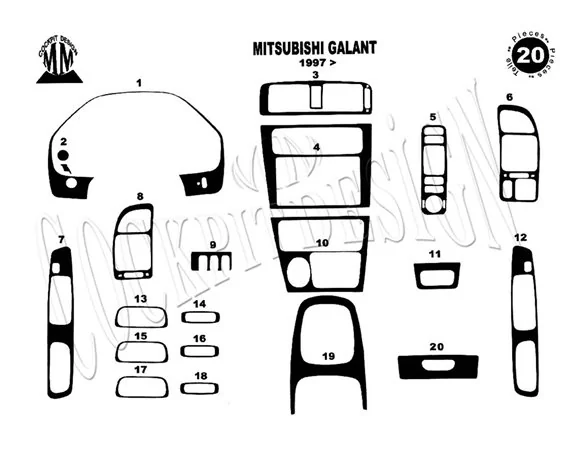 Mitsubishi Galant VIII 01.1997 3D Interior Dashboard Trim Kit Dash Trim Dekor 20-Parts