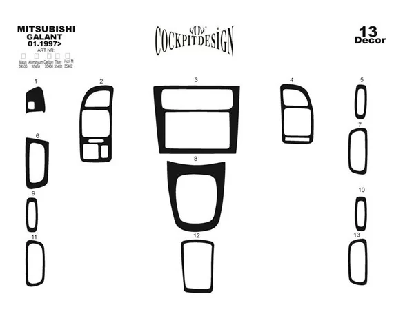 Mitsubishi Galant VIII 01.98-12.02 3D Interior Dashboard Trim Kit Dash Trim Dekor 13-Parts