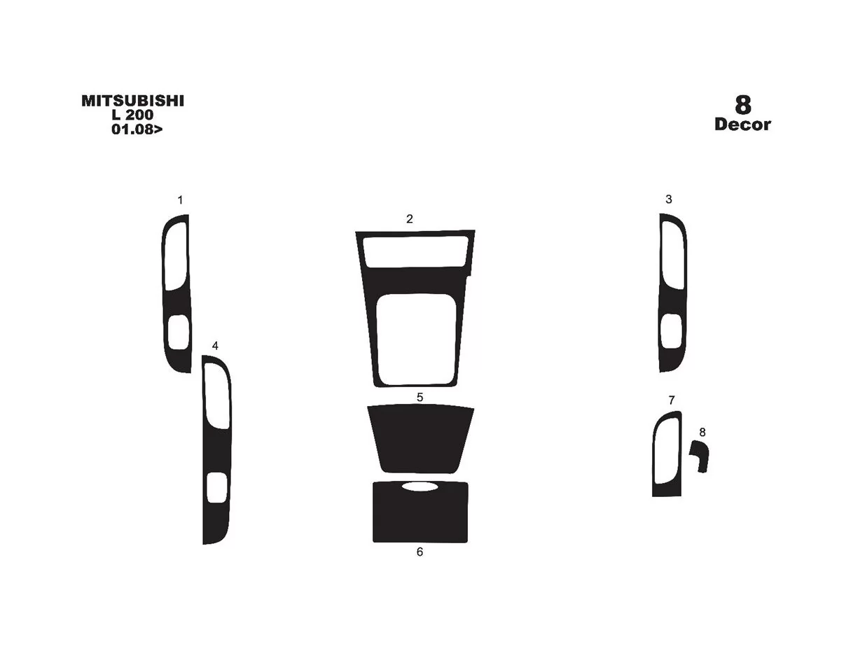 Mitsubishi L 200 01.09-01.14 3D Interior Dashboard Trim Kit Dash Trim Dekor 8-Parts - 1 - Interior Dash Trim Kit