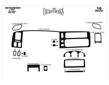 Mitsubishi L 200 09.96-07.07 3D Interior Dashboard Trim Kit Dash Trim Dekor 16-Parts