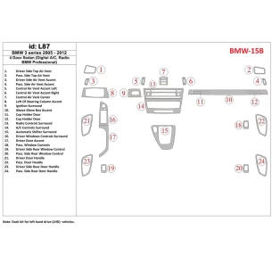 BMW 3 2005-UP 4 Doors Sedan, Without NAVI system Interior BD Dash Trim Kit 2