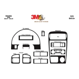 Mazda 626 08.97-05.04 3D Interior Dashboard Trim Kit Dash Trim Dekor 11-Parts 2