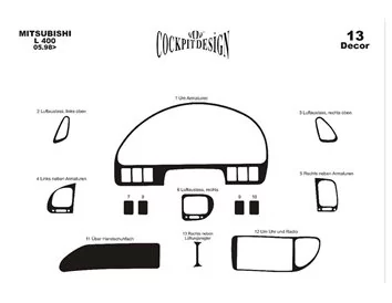Mitsubishi L 400 05.98 12.06 3D Interior Dashboard Trim Kit Dash Trim Dekor 13-Parts