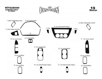 Mitsubishi Lancer 06.02-12.09 3D Interior Dashboard Trim Kit Dash Trim Dekor 19-Parts - 1 - Interior Dash Trim Kit