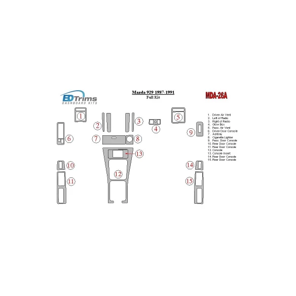 Mazda 929 1987-1991 Full Set Interior BD Dash Trim Kit