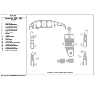 Mazda 929 1992-1995 Full Set, 19 Parts set Interior BD Dash Trim Kit