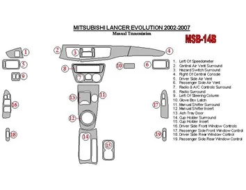 Mitsubishi Lancer Evolution 2002-2007 Manual Gear Box Interior BD Dash Trim Kit - 2 - Interior Dash Trim Kit