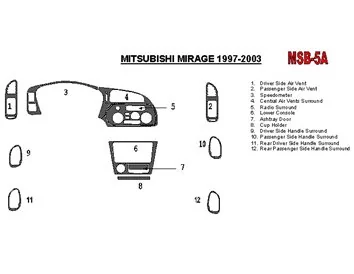 Mitsubishi Mirage 1997-2003 Full Set, 2 & 4 Doors Interior BD Dash Trim Kit - 1 - Interior Dash Trim Kit