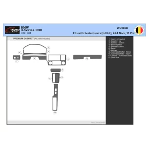 BMW 3 Series E30 1982—1994 3D Interior Dashboard Trim Kit Dash Trim Dekor 11-Parts 2