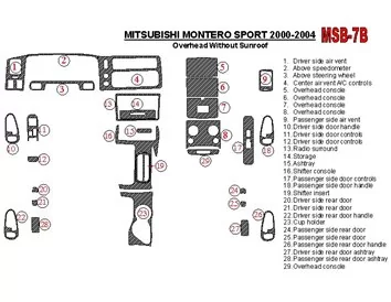 Mitsubishi Pajero Sport/Montero Sport 1998-2008 With Overhead, Without Sunroof, 29 Parts set Interior BD Dash Trim Kit