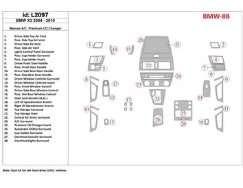 BMW X3 2004-2010 Aircondition, Premium CD changer Interior BD Dash Trim Kit - 1 - Interior Dash Trim Kit