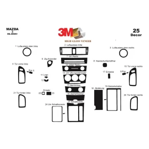 Mazda Mazda 3 06.04-12.09 3D Interior Dashboard Trim Kit Dash Trim Dekor 25-Parts 2