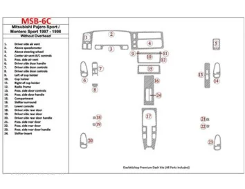 Mitsubishi Pajero Sport/Montero Sport 1998-2008 Without Overhead, 24 Parts set Interior BD Dash Trim Kit - 1 - Interior Dash Tri
