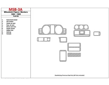 Mitsubishi Pajero/Montero 1991-1999 Full Set, 9 Parts set Interior BD Dash Trim Kit - 1 - Interior Dash Trim Kit