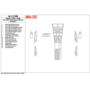 Mazda Mazda3 2004-2009 Automatic Gear, Without NAVI Interior BD Dash Trim Kit 2