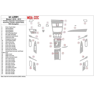 Mazda Mazda3 2010-2013 Full Set, Automatic Gear, two-zone climate control, Heated Seats Interior BD Dash Trim Kit 2