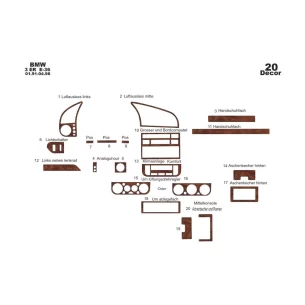 BMW 3 Series E36 01.91-04.98 3D Interior Dashboard Trim Kit Dash Trim Dekor 20-Parts 2