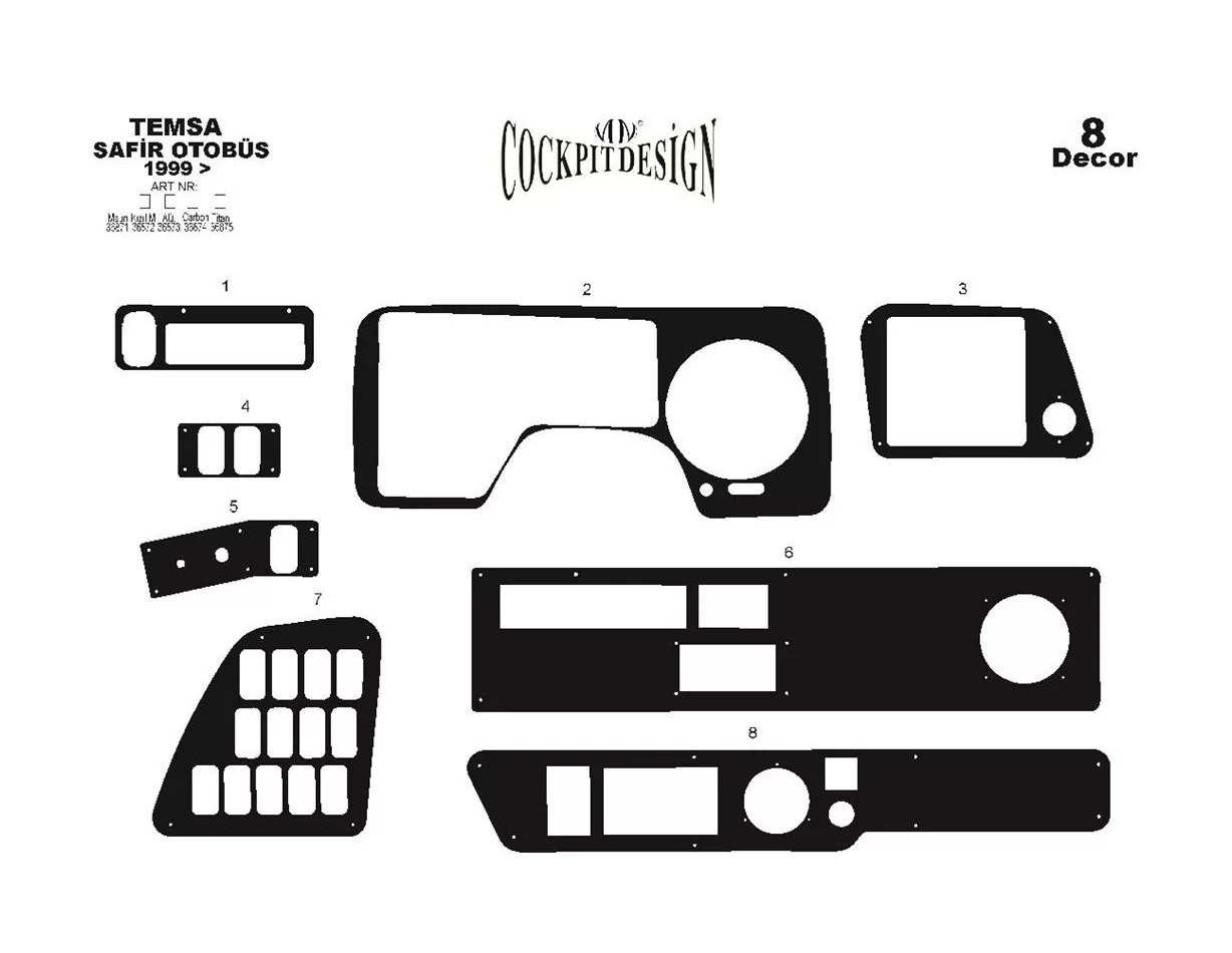 Mitsubishi Safir 01.99-12.10 3D Interior Dashboard Trim Kit Dash Trim Dekor 8-Parts - 1 - Interior Dash Trim Kit