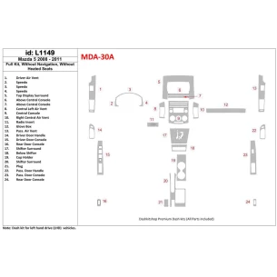 Mazda Mazda5 2008-UP Full Set, Without NAVI, Without Heated Seats Interior BD Dash Trim Kit