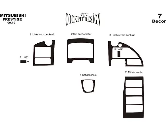 Mitsubishi Temsa Prestige 09.2010 3D Interior Dashboard Trim Kit Dash Trim Dekor 7-Parts - 1 - Interior Dash Trim Kit