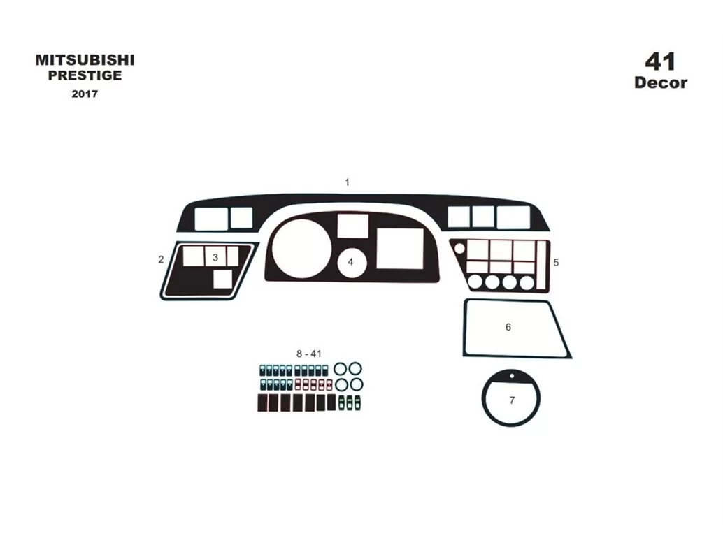 Mitsubishi Temsa Prestige Midibus 2017 3D Interior Dashboard Trim Kit Dash Trim Dekor 41-Parts - 1 - Interior Dash Trim Kit