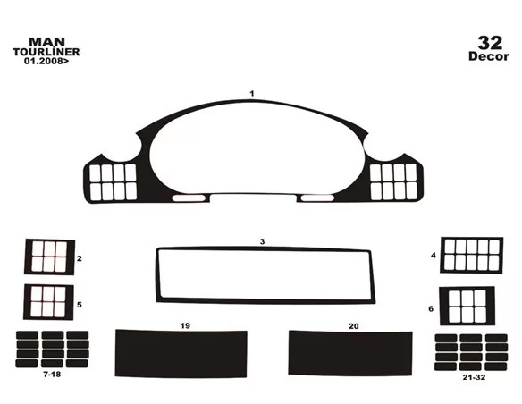 Neoplan Tourliner 01.2008 3D Interior Dashboard Trim Kit Dash Trim Dekor 32-Parts