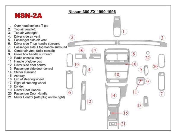 Nissan 300ZX 1990-1996 Basic Set Interior BD Dash Trim Kit - 1 - Interior Dash Trim Kit