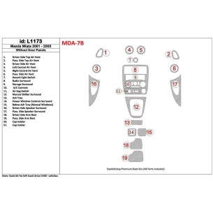 Mazda Miata 2001-2005 Without Door panels, 19 Parts set Interior BD Dash Trim Kit