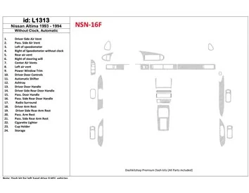 Nissan Altima 1993-1993 Automatic Gearbox, Without watches, Without OEM, 23 Parts set Interior BD Dash Trim Kit - 1 - Interior D