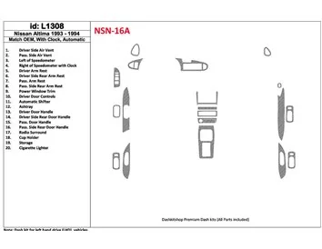 Nissan Altima 1993-1994 Automatic Gearbox, With watches, OEM Match, 19 Parts set Interior BD Dash Trim Kit - 1 - Interior Dash T