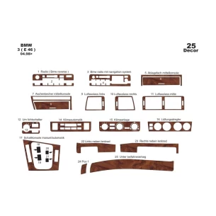 BMW 3 Series E46 04.98-12.04 3D Interior Dashboard Trim Kit Dash Trim Dekor 25-Parts 2